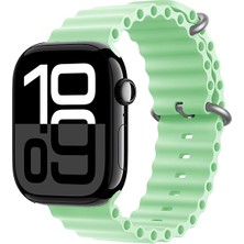 Apple Watch 7 45MM Uyumlu Kordon Ocean Silikon Yumuşak Esnek Metal Tokalı Zore Krd-75 Kayış