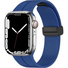 Apple Watch 7 45MM Uyumlu Kordon Silikon Metal Mıknatıslı Toka Zore Krd-84 Kayış