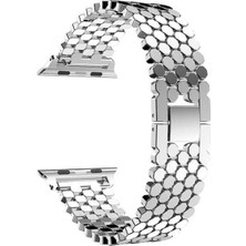 Zore Apple Watch 44MM Uyumlu Kordon Metal Bal Peteği Şık Tasarım Krd-30 Kayış