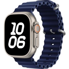 Apple Watch Ultra 49MM Uyumlu Kordon Ocean Silikon Yumuşak Esnek Metal Tokalı Zore Krd-75 Kayış