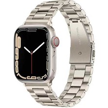 Zore Apple Watch 44MM Uyumlu Kordon Paslanmaz Metal Baklalı Tasarım Krd-04 Kayış