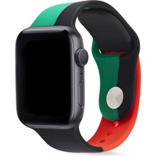 Zore Apple Watch 42MM Uyumlu Kordon Silikon Lansman Africa Renkli Krd-39 Strap Kayış