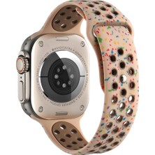 Zore Apple Watch 7 45MM Uyumlu Kordon Silikon Esnek Yumuşak Delikli Spor Krd-02 Kayış