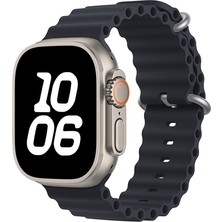Apple Watch Ultra 49MM Uyumlu Kordon Ocean Silikon Yumuşak Esnek Metal Tokalı Zore Krd-75 Kayış