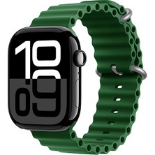 Apple Watch 7 45MM Uyumlu Kordon Ocean Silikon Yumuşak Esnek Metal Tokalı Zore Krd-75 Kayış