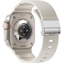 Apple Watch 42MM Uyumlu Zore KRD-145 Metal Tokalı Silikon Kordon
