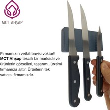 Mct Ahşap Mıknatıslı Duvara Monte Antrasit Dişbudak Ahşap Bıçak Bloğu ve Bıçak Tutucu - 3 Bıçak Kapasiteli
