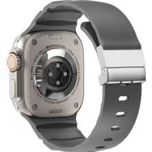 Apple Watch 42MM Uyumlu Zore KRD-145 Metal Tokalı Silikon Kordon