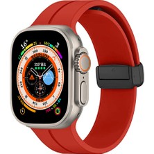 Apple Watch Ultra 49MM Uyumlu Kordon Silikon Metal Mıknatıslı Toka Zore Krd-84 Kayış