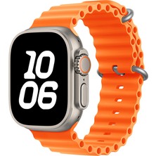 Apple Watch Ultra 49MM Uyumlu Kordon Ocean Silikon Yumuşak Esnek Metal Tokalı Zore Krd-75 Kayış