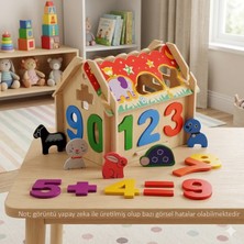 Direkstoktan Ahşap Eğitici Sayılar ve Hayvanlar Evi - Montessori Matematik ve El-Göz Koordinasyon Oyuncağı