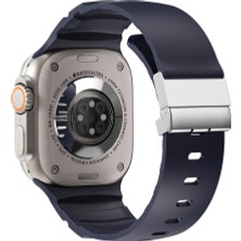 Apple Watch 42MM Uyumlu Zore KRD-145 Metal Tokalı Silikon Kordon