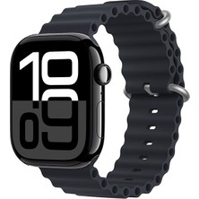 Apple Watch 7 41MM Uyumlu Kordon Ocean Silikon Yumuşak Esnek Metal Tokalı Zore Krd-75 Kayış