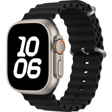 Apple Watch Ultra 49MM Uyumlu Kordon Ocean Silikon Yumuşak Esnek Metal Tokalı Zore Krd-75 Kayış
