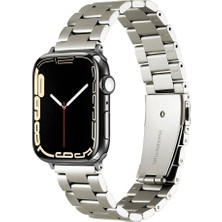 Apple Watch 7 41MM Uyumlu Kordon Paslanmaz Metal Titanyum Baklalı Zore Krd-93 Kayış