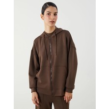 Lc Waikiki Yeni Sezon Oversize Modal Karışımlı Kadın Fermuarlı Sweatshirt