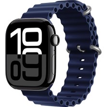 Apple Watch 7 45MM Uyumlu Kordon Ocean Silikon Yumuşak Esnek Metal Tokalı Zore Krd-75 Kayış