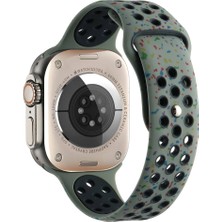 Zore Apple Watch 7 45MM Uyumlu Kordon Silikon Esnek Yumuşak Delikli Spor Krd-02 Kayış