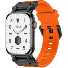 Apple Watch 7 45MM Uyumlu Zore KRD-101 Titanyum Metal Başlıklı Silikon Kordon