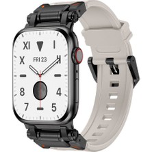 Apple Watch 7 45MM Uyumlu Zore KRD-101 Titanyum Metal Başlıklı Silikon Kordon