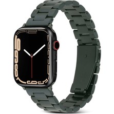 Zore Apple Watch 44MM Uyumlu Kordon Paslanmaz Metal Baklalı Tasarım Krd-04 Kayış