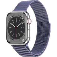 Apple Watch 7 41MM Uyumlu Kordon Hasır Metal Mıknatıslı Örgü Zore Krd-01 Kayış