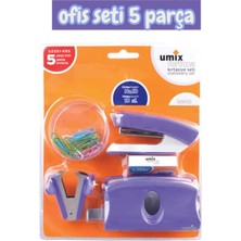 Ofis Masa Üstü Malzeme Seti Zımba Delgeç Umix 5 Parça