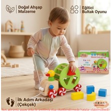 Direkstoktan Eğitici Ahşap Bultak Ördek Çekçek Araba - Geometrik Şekil Yerleştirme ve Yürüme Arkadaşı Oyuncak / Wooden Toys Wisdom Duck Pull Car