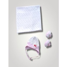 Epilons Yenidoğan Baskılı Double Face Şapka ve Patikli 3lü Bebek Battaniye Takımı