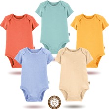 Mahfel 5'li Kısa Kollu %100 Pamuk Premium Seri Çıtçıtlı Bebek Body Zıbın 12