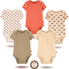 Mahfel 5'li Kısa Kollu %100 Pamuk Premium Seri Çıtçıtlı Bebek Body Zıbın 13