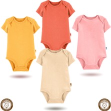 Mahfel 4'lü Kısa Kol %100 Pamuklu Premium Çıtçıtlı Bebek Body Zıbın 09