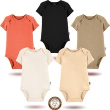 Mahfel 5'li Kısa Kollu %100 Pamuk Premium Seri Çıtçıtlı Bebek Body Zıbın 07