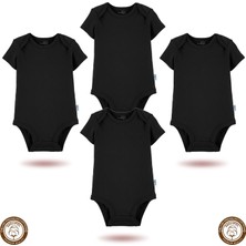 Mahfel 4'lü Kısa Kol %100 Pamuklu Premium Çıtçıtlı Bebek Body Zıbın 02