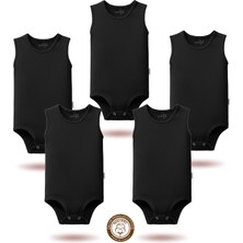 Mahfel 5'li Atlet Kolsuz %100 Pamuk Premium Seri Çıtçıtlı Bebek Body Zıbın 05