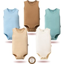 Mahfel 5'li Atlet Kolsuz %100 Pamuk Premium Seri Çıtçıtlı Bebek Body Zıbın 09
