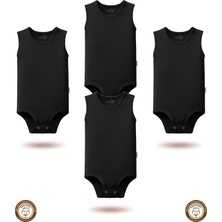 Mahfel 4'lü Atlet Kolsuz %100 Pamuklu Çıtçıtlı Bebek Body Zıbın 02