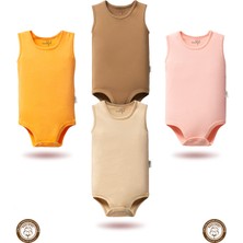Mahfel 4'lü Atlet Kolsuz %100 Pamuklu Çıtçıtlı Bebek Body Zıbın 03