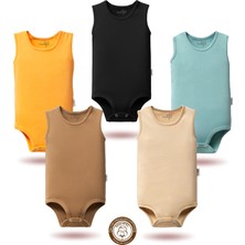 Mahfel 5'li Atlet Kolsuz %100 Pamuk Premium Seri Çıtçıtlı Bebek Body Zıbın 02