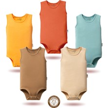 Mahfel 5'li Atlet Kolsuz %100 Pamuk Premium Seri Çıtçıtlı Bebek Body Zıbın 04