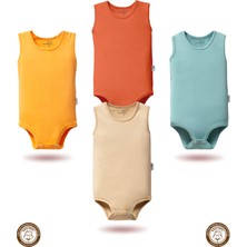 Mahfel 4'lü Atlet Kolsuz %100 Pamuklu Çıtçıtlı Bebek Body Zıbın 05
