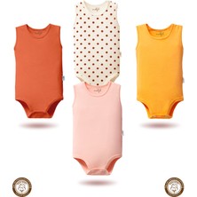 Mahfel 4'lü Atlet Kolsuz %100 Pamuklu Çıtçıtlı Bebek Body Zıbın 07