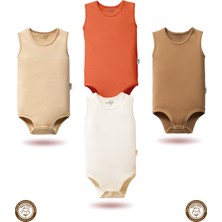 Mahfel 4'lü Atlet Kolsuz %100 Pamuklu Çıtçıtlı Bebek Body Zıbın 08