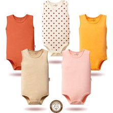 Mahfel 5'li Atlet Kolsuz %100 Pamuk Premium Seri Çıtçıtlı Bebek Body Zıbın 06