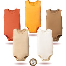Mahfel 5'li Atlet Kolsuz %100 Pamuk Premium Seri Çıtçıtlı Bebek Body Zıbın 08