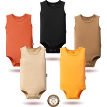 Mahfel 5'li Atlet Kolsuz %100 Pamuk Premium Seri Çıtçıtlı Bebek Body Zıbın 10