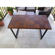 Mirrorss Balkon Bahçe Masası Çay Kahve Mutfak Yemek Masası  Metla Ayak 120 x 60 cm , x 75 cm