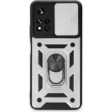 Eco Port Xiaomi Redmi Note 11T Kılıf Pars Lens Yüzüklü Silikon - Gümüş