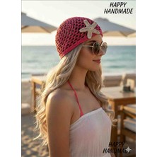 Happy Handmade Yazlık Viral Şapka/trend Bere/kroşe Bere/deniz Yıldızı/hediyelik