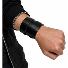 Metal Giyim 2 Tokalı Erkek Deri Bileklik